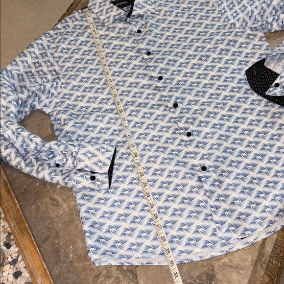 Bespoke blue pattern button down - Picture 6 of 7